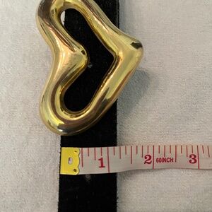 Black suede leather belt with heart shaped buckle, Talbots